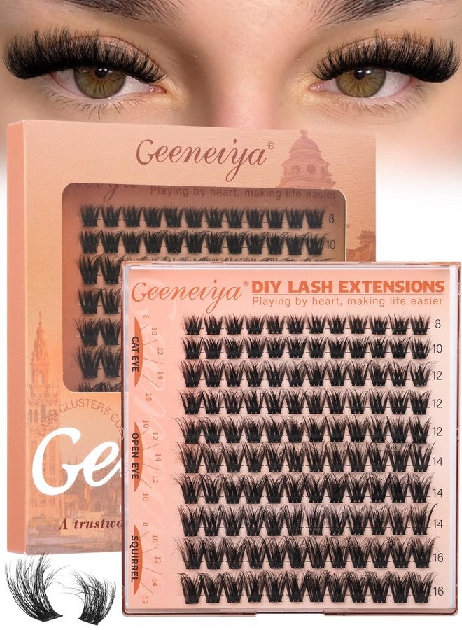Geeneiya Fluffy Lash Clusters Wispy Eyelash Clusters, 8-16mm Natural Lashes Clusters, C Curl Cluster Eyelash Extensions, Natural Look Lash Extension for Beginners - Image 1
